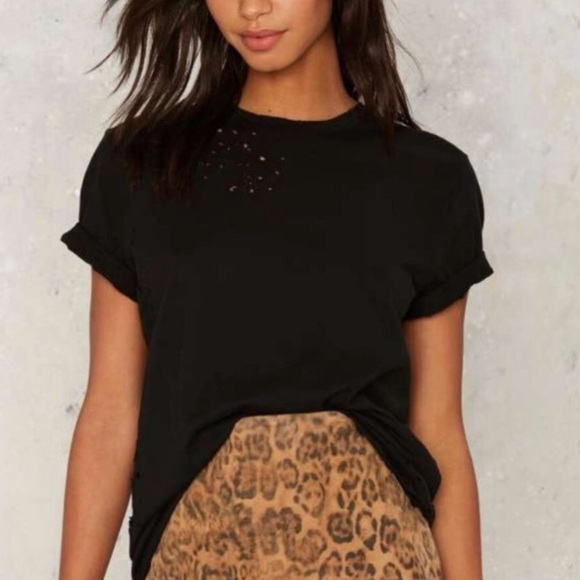 Nasty Gal Tops - Nasty Gal | Black Distressed Tee T-Shirt
